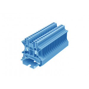Проходная клемма TU2.5-2-BU, Проходная клемма, тип фиксации провода: винтовой, номинальное сечение: 2,5 мм кв., 24A, 1000V, ширина: 5,2 мм, цвет: синий, тип монтажа: DIN35