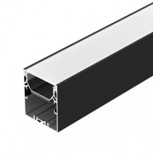 SL-LINE-6070-2500 BLACK+OPAL, Под заказ от 200 компл. Комплект с экраном. Алюминиевый профиль для светодиодных лент и линеек. Цвет - чёрный RAL9005 (порошковая окраска). Габаритные размеры (LхWхH): 2500x60x70 мм. Ширина площадки для ленты 33 мм. Отсек для БП 47х29мм.