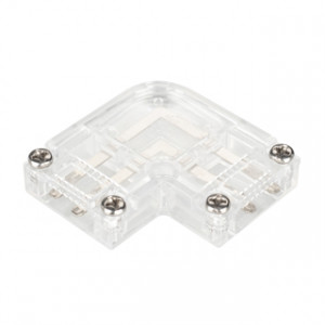 Коннектор угловой для ленты ARL-50000PV (15.5x6mm) прозрачный 027062, Коннектор угловой для соединения ленты ARL-50000PV (15.5x6mm, тип WP2) под углом 90 градусов. Материал - прозрачный пластик PC.