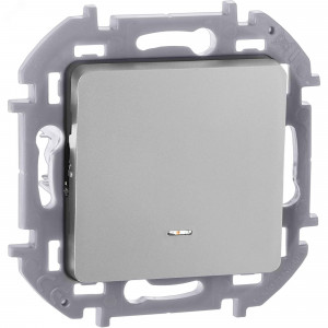 Переключатель 1-кл. Inspiria 10А IP20 250В 10AX с подсветкой / индикацией механизм алюм. Leg 673662