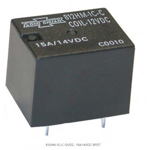 812HM-1C-C 12VDC (812190), Реле автомобильное, пайка в плату. Катушка 12В 0.64Вт 15A одна группа на переключение размер (LxWxH) мм: 21.0 х 16.0 х 16.3