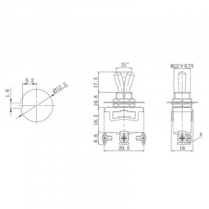 Тумблер 250V 15А (3c) ON-OFF-ON однополюсный (KN-103) Индивидуальная упаковка 1 шт 36-4112-1
