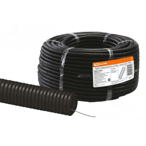 Труба гофрированная ПНД d 25 с зондом (75 м) легкая черная SQ0413-0003