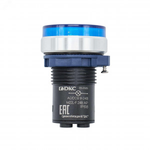 Индикатор сигнальный со встроенным диодом 9-24В, синий, алюминий, зажим Plug-In M22L-F24BAP