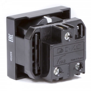 Розетка 1-м 2мод. Viva 16А IP20 2P+E с заземл. защ. шторки черн. 45205