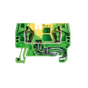 Заземляющая клемма WKFN 4 SL/35, Заземляющая клемма, тип фиксации провода: пружинный, номинальное сечение: 4 мм кв., 32A, 800V, ширина: 6 мм, цвет: желто-зеленый, тип монтажа: DIN35