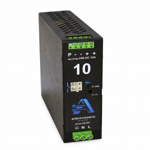 Источник питания AТМ-ИП/1AC/24DC/240Вт/10А, Источник питания, однофазный, 24VDC / 10А, 240W, диапазон входн. напр.: 85 - 280VAC / 85 - 380VDC; габариты (мм): 121,1x39x133,5, рабочая температура: от -40 до +85 град. цел., монтаж: на DIN рейку