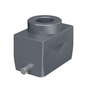 Крышка разъема H10B-TO-2PR-M20, Крышка разъема на кабель, типоразмер 10B, без уплотнителя, 1 отверстие с резьбой для кабельных вводов M20x1,5, с верхним расположением, без защелки (упоры под одну защелку), материал корпуса: алюминиевый сплав