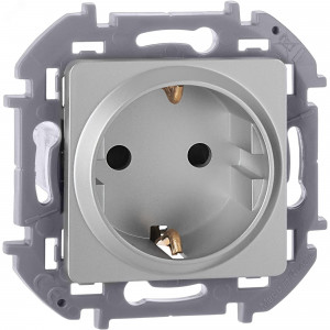 Розетка 1-м СП Inspiria 16А IP20 250В 2P+E защ. шторки немецк. стандарт механизм алюм. Leg 673732