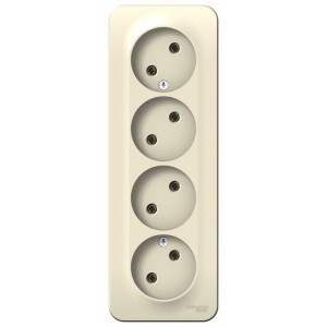 BLANCA О/У РОЗЕТКА 4-ая без заземл. без шторок ИЗОЛ.ПЛ., 16А, 250В, МОЛОЧНЫЙ C2 BLNRA000412