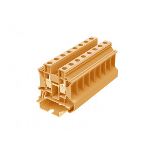 Проходная клемма TU10-2-OG, Проходная клемма, тип фиксации провода: винтовой, номинальное сечение: 10 мм кв., 57A, 1000V, ширина: 10,2 мм, цвет: оранжевый, тип монтажа: DIN35