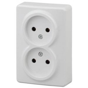 Розетка 2-м ОП Эксперт 11-2202-01 16А IP20 250В 2х2P бел. Б0020682