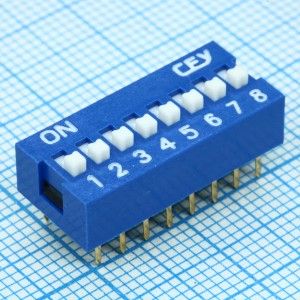 DS1040-08BN, DIP-переключатель 8 групп слайд синий
