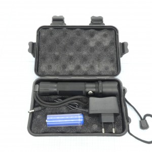 Фонарь аккум.ручной UltraFlash E145, (акк.1х18650) 1св/д 1Вт (80Лм), фокусировка, 3 режима, металлический, черный, бокс, з/у 220В