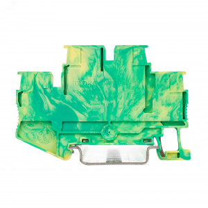 Клемма заземления двухуровневая, зажим push-in, 4 точки подключения, 2.5 кв.мм VPRTT-2.5-PE-YG