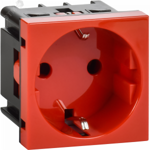 Розетка с заземляющим контактом без защитной шторки и винтовым зажимом (2 модуля) красная 4525046