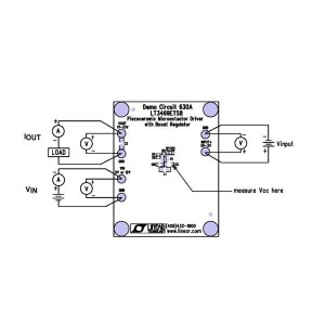 DC630A, Средства разработки интегральных схем (ИС) усилителей LT3469ETS8 Piezoceramic Microactuator Driver with Boost Regulator, Input+, 0V to 3V, Vin = 5V or 12V, Vout = 1V to 33V