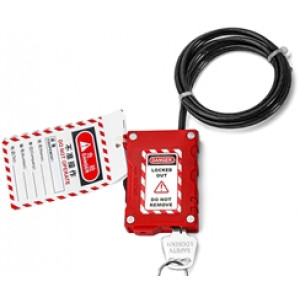 gwrLG80-2, Тросовый блокиратор-замок, пиновый цилиндр, стальной трос в ПВХ-оболочке, длина троса – 0.8 м, диаметр троса – 4 мм, нейлоновый корпус, размеры корпуса – 67х47.7х18.2 мм, цвет корпуса – красный, 1 шт/упак