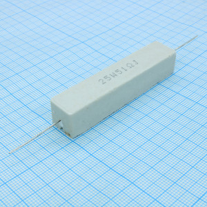 RX27-1 51 ОМ 25W 5% / SQP25, Мощный постоянный резистор XIN HUA RX27-1 51 Ом 25W 5% / SQP25, керамо-цементный корпус