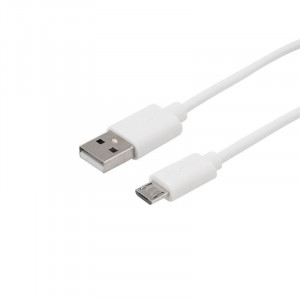 Шнур USB-micro USB, PVC,1метр, белый