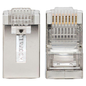 Коннектор RJ-45 TERACOM PRO экранированный 8P8C 30мкд Cat.5E универсальный (упак.20шт) [TRP-PLUG-5EFTP-20]