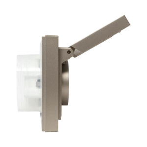 Механизм розетки двойной, 16А, IP44, с заземлением, со шторками, с рамкой, с крышками, шампань Эпика EKF UP1-SOC-211-44