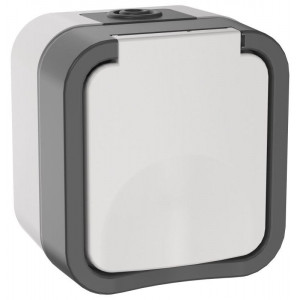 Розетка 1-м ОП TORS 16А IP55 TS220 с заземл. с крышкой бел. TS-R16-16-55-K41