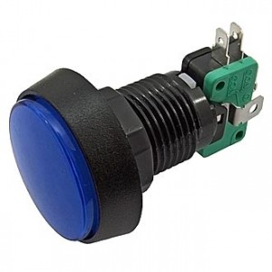 GMSI-4B-C NO(NC)+NC(NO) BLUE, Кнопка круглая с LED подсветкой, цвет синий, диаметр 44мм, посадочное отверстие 24.5мм, 5А/250В