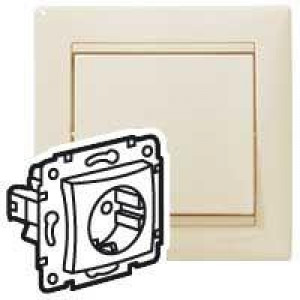 Розетка Valena 2К+З. Немецкий стандарт с защитными шторками, слоновая кость 695613