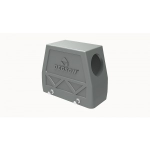 Крышка разъема D16B-SEH-4g-M40, Крышка разъема на кабель, типоразмер 16B, высокое исполнение, без уплотнителя, 1 отверстие с резьбой для кабельных вводов M40x1,5, с боковым расположением, без защелок (упоры для двух защелок), материал корпуса: алюминиевый сплав