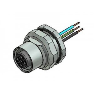 43-01003, Цилиндрические метрические разъемы 4P WIRE LEAD M12 BACK MNT SCKT