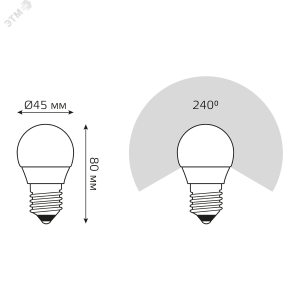 Лампа светодиодная Elementary 10Вт P45 шар 3000К тепл. бел. E27 710лм 53210
