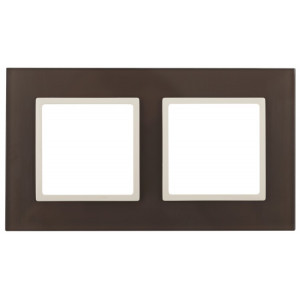14-5102-31 Рамка на 2 поста, стекло, Elegance, мокко+сл.к (5/50/1200) Б0034503