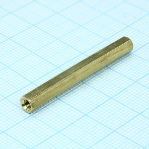 PCHSS-40, Стойка латунная, без покрытия шестигранная М3 отверстие-отверстие, L=40мм