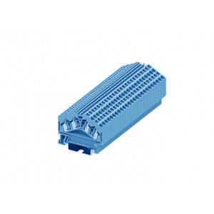 Проходная клемма 225967, Проходная клемма, угловая, 4 точки подключения, тип фиксации провода: пружинный, номинальное сечение: 2,5 мм кв., 24A, 800V, ширина: 5 мм, цвет: синий, тип монтажа: DIN35