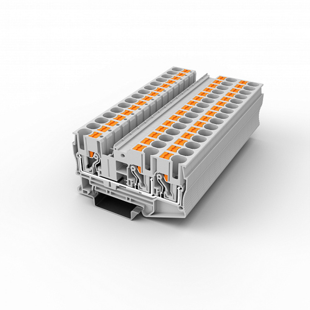Изображение товара Проходная клемма UPT-6/1-2-GY с Push-in для DIN35 6 мм кв. 1000V 41A серый