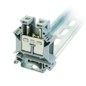 Клемма винтовая проходная 2 контакта 16 мм2, серая TB16