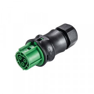 Розеточный разъем на кабель RST20I3F B2 ZR1SH GN02, Розеточный разъем на кабель диаметром 6-10 мм, 3 полюса, тип фиксации провода: пружинный,номинальные характеристики: 250/400V, 20A, цвет корпуса: черный, цвет контактной вставки: зеленый, серия RST Classic