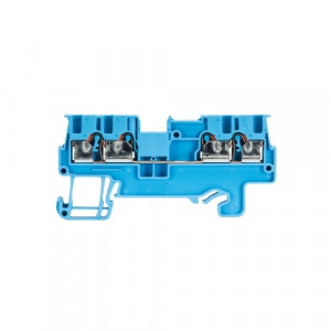 Проходная клемма WTP 1,5 D2/2 BL, Проходная клемма, 4 точки подключения, тип фиксации провода: Push-in, номинальное сечение: 1.5 мм кв., 17,5A, 500V, ширина: 3,5 мм, цвет: синий, тип монтажа: DIN35