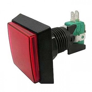 GMSI-2B-S NO(NC)+NC(NO) RED 50MM, Кнопка квадратная с LED подсветкой, цвет красный, размер 50х50мм, посадочное отверстие 23.5мм, 5А/250В