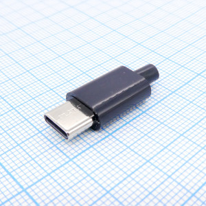 USB3.1 Type-C штекер пл. кожух, разъем type-c вилка с кожухом