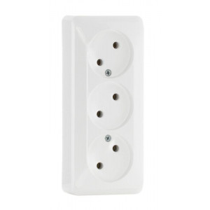 Розетка 3-м ОП Этюд 16А IP20 250В без заземл. без защ. шторок бел. SE PA16-009B