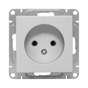 Механизм розетки, 16А, без заземления, без шторок, алюминий Эпика EKF UP1-SOA-100