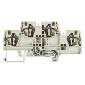 Этажная клемма WKFN 4 E/D/SL/35, Этажная клемма, 2 этажа, L-PE, нижний ряд с заземлением, тип фиксации провода: пружинный, номинальное сечение: 4 мм кв., 32A, 500V, ширина: 6 мм, цвет: серый, тип монтажа: DIN35