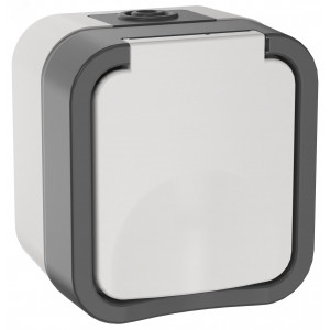 Розетка 1-м ОП TORS 16А IP55 TS220 с заземл. с крышкой бел. TS-R16-16-55-K41