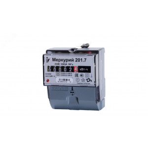Счетчик Меркурий 201.7 1ф 5-60А класс точн. 1.0 1 тариф. на DIN-рейку мех. ОУ 00000032680
