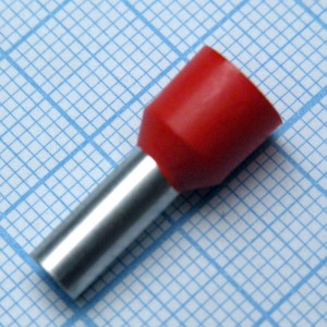 HE 10-12  Red, наконечник кабельный торцевой трубчатый с изоляцией, L=21.5/12мм, сеч. пров. 10мм2