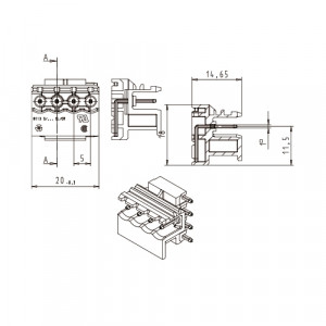 Вилочный разъем на плату 8113 S/4 OR, Вилочный разъем, правое расположение, на плату, шаг: 5.0 мм, 4 полюса, фиксация на плате пайкой, исполнение: без маркировки, 400V, 12А, цвет: черный
