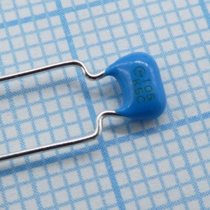 RDER71H105K2M1H03A, Многослойный керамический конденсатор 1uF ±10%, 50V, X7R, радиальные выводы 5.08mm, на ленте