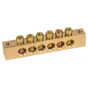 Шина NO-122-20 PEN земля-ноль 8х12мм 6/2 латунная крепеж по краям Б0047235